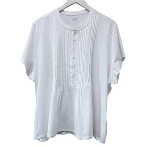 LANDS END Pintuck Knit Top Womens 3X White Short Sleeve Cotton Modal